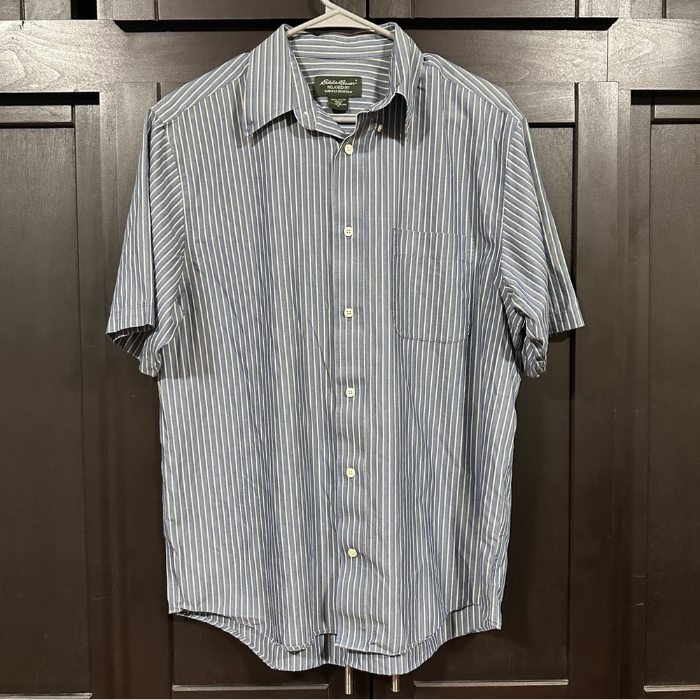 Eddie Bauer striped 3 color short sleeve men's shirt M